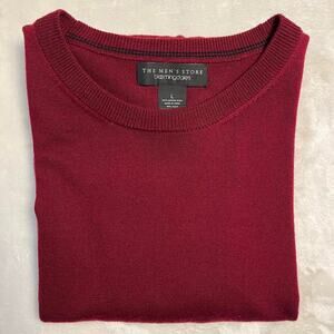 Bloomingdale's Merino Wool Sweater Mens Large Burgundy Soft Luxe Sunday Merlot